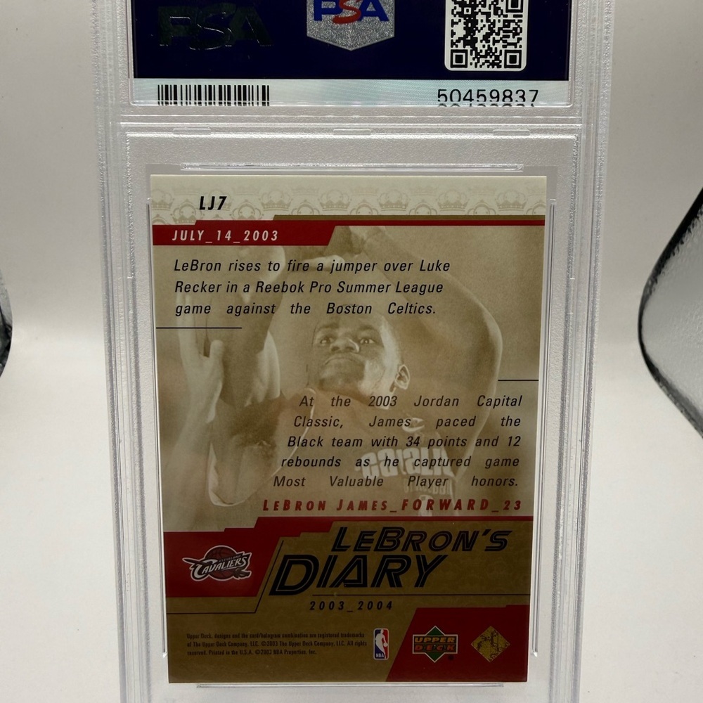 2003 Upper Deck LeBron's Diary Lebron James #LJ7 Basketball PSA 9 Mint - Picture 5 of 6